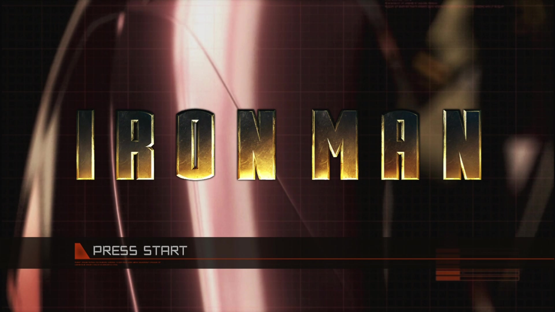 Iron Man title screen for Xbox 360